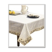 Tovaglia in puro cotone 12 posti api grigio giallo REGINA country rettangolare 140x240cm