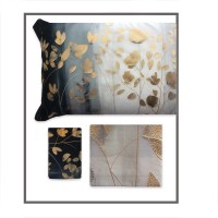 Parure lenzuola matimoniale in puro cotone stampa digitale FIORI DORATI lenzuolo copriletto con federe