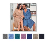 Accappatoio in spugna tinta unita puro cotone alta densità Fiocco