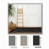 Tappeto double face moderno frange ARCHIMEDE nero torta grigio bianco rasato 