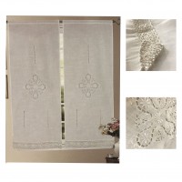 Coppia tendine intaglio bianco ricamate balza finestra balcone Kira