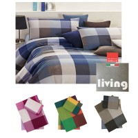Completo letto singolo puro cotone Living Imberti scacchi grigio fuxia multicolor