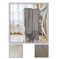 Plaid in pile con frange coperta arredo elegante caldo Sacly