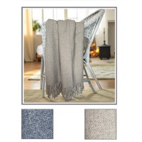 Plaid in pile con frange coperta arredo elegante caldo liscio Norma
