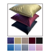 Cuscini arredo in velluto fodere tinta unita sfoderabili con cerniera 50x50 2 PEZZI