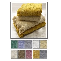 Asciugamano coppia asciugamani tinta unita lavorazione jaquard con frangia FLORENCE