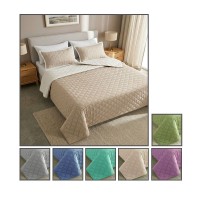 Copriletto trapuntato tinta unita double face CARLY