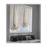 Coppia tendine finestra tinta unita LIONE regolabili effetto lino naturale