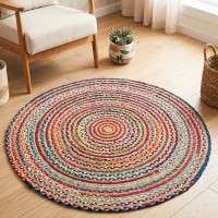 Tappeto juta rotondo multicolor interno gazebi camera varie dimensioni