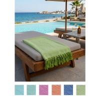 Telo mare lettino in cotone tinta unita leggero con frange FORMENTERA