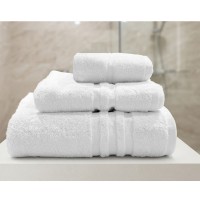Tris asciugamani hotel bianco spugna di puro cotone ELEGANCE lavanderie 