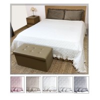 Trapuntino matrimoniale tinta unita con rouches volant primaverile LYON