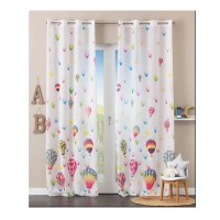 Coppia tende cameretta bimbo bimba colorata Mongolfiere due pannelli con anelli semicoprenti Baby Ballon