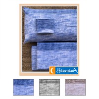 Completo letto matrimoniale lenzuola flanella BIANCALUNA CORA made in Italy