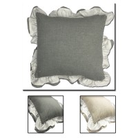 Cuscino arredo Rouches Cannes quadrato grigio beige shabby