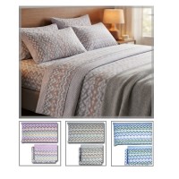 Completo lenzuola matrimoniale in flanella fantasia zig zag DINAMYC BNC26