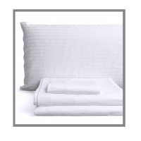 Completo letto matrimoniale puro cotone raso bianco rigato hotel b&b INCANTO