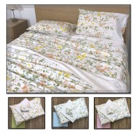 Completo letto lenzuola matrimoniale puro cotone Happidea Koen fiori country provenzale moderno