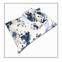 Completo letto puro cotone lenzuola 2 piazze matrimoniale Anastasia fiori blu
