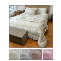 Trapunta invernale Flannel pile matrimoniale tinta unita 2 piazze PUFF