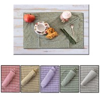 Set tovaglietta + tovagliolo Zephir cotone colazione set americano quadretto scozzese country chic
