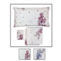 Lenzuola letto matrimoniale set maxi copriletto in puro cotone Fiorato Silene
