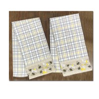 Set strofinacci 2pz in cotone REGINA api grigio giallo tortora country