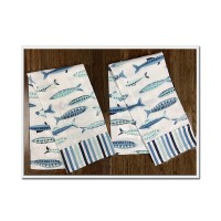 Strofinacci cucina cotone stampa marinara pesci Lagoon moderni