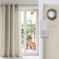 Tenda arredo pannello singolo Lione con anelli tessuto effetto lino rustico moderno