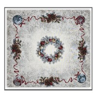 Tovaglietta quadrata centrotavolo Natale lux 100 x 100 PIGNE E NASTRO gobelin BEIGE