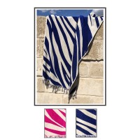 Telo mare in spugna velour zebrato CRETA con frange 