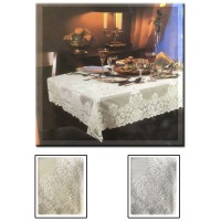Tovaglia copritavolo filet pizzo rotonda Valencia ricamata shabby
