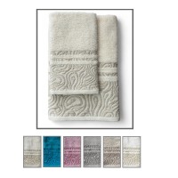 Asciugamani spugna 1+1 Jacquard 100% cotone SLATE