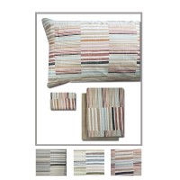 Completo letto lenzuola matrimoniale in puro cotone rigato RUBEN DMST