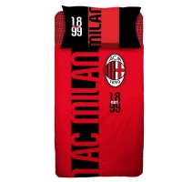 Completo letto singolo cotone squadre Milan ufficiale