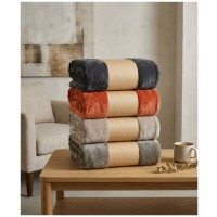 Coperta in pile letto singolo tinta unita morbida Natural 150x200cm