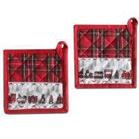 Presine natalizie 2 pezzi tartan natale con trenino TRAIN