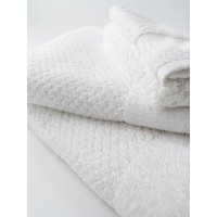 Tris asciugamani hotel bianco spugna di puro cotone lavanderie SOFY 580G/mq