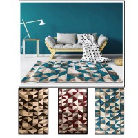 Tappeto arredo moderno azzurro beige rosso Clovers 100 x 140 living soggiorno cameretta