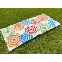 Telo mare cotone con frange ombrelloni LIDO colorato leggero pratico fouta