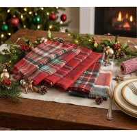 Strofinacci natalizi 6 pezzi puro cotone natale tartan rosso idea regalo 