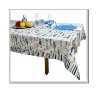 Tovaglia in cotone 6 posti copritavolo mare marinaro pesci azzurro blu moderno