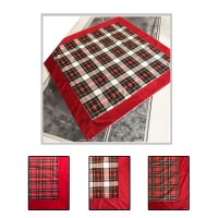 Tovaglietta centro tavola quadrato Natalzia tartan ciniglia elegante rosso scozzese