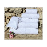 Tris asciugamani hotel bianco spugna di puro cotone lavanderie TRC