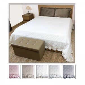 Trapuntino matrimoniale tinta unita con rouches volant primaverile LYON