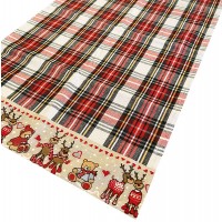 Runner striscia centrino tartan scozzese natale happy deer 40x140