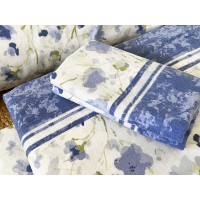 Lenzuolo in flanella completo letto matrimoniali fiori biancaluna LEILA