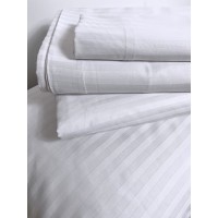 Completo letto matrimoniale puro cotone raso bianco rigato hotel b&b INCANTO