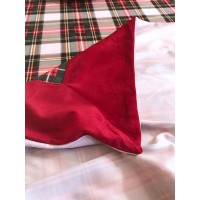 Tovaglia copritavolo velluto elegante ciniglia scozzese tartan rosso bianco