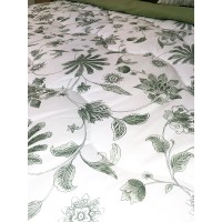 Trapunta matrimoniale invernale CACHEMIRE bianca e verde moderna calda puro cotone esterno